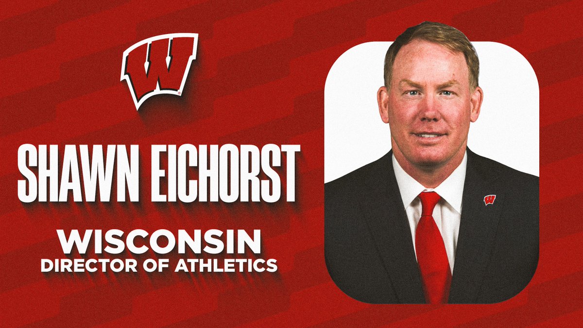 UWBadgers's tweet photo. A history of innovation and success at the highest level, a commitment to student-athletes welfare, and a Wisconsin native... we are proud to announce our new Director of Athletics, Shawn Eichorst.

🔗 | read more: https://t.co/x0lGnObkjZ https://t.co/MwUIs32IpT