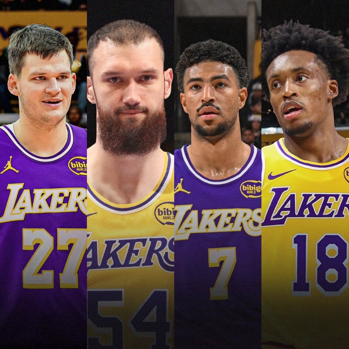 BronMuse's tweet photo. 🚨 LAKERS IN THE LAST 30 MINUTES:

— Walker Kessler
— Sandro Mamukelashvili
— Quentin Grimes
— Colin Sexton

HOW ARE WE FEELING??? https://t.co/580s20lxTX