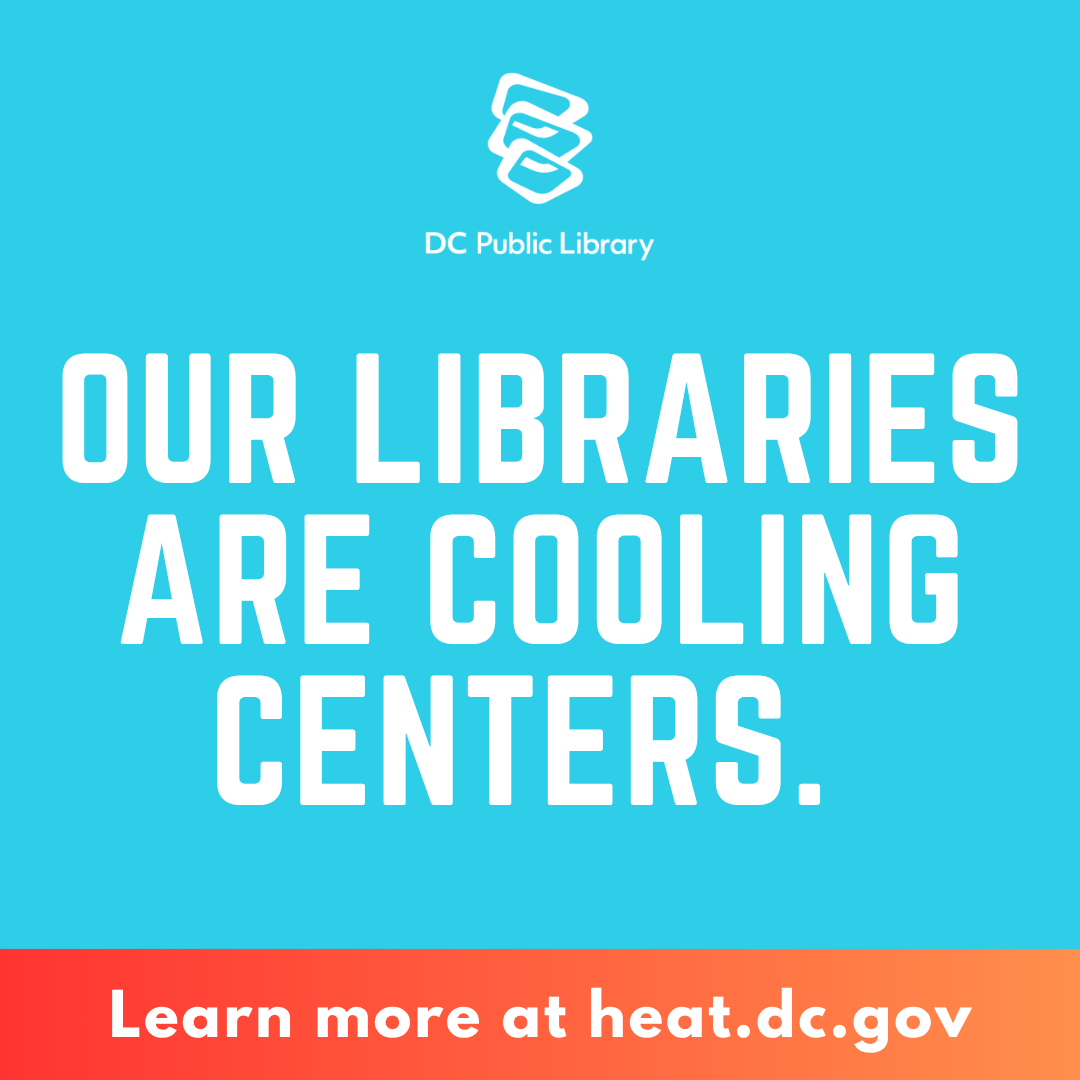 dcpl's tweet photo. DC Public Library locations are open as cooling centers. DC is under an Extreme Heat Alert through Sunday, July 5, at 8:00 a.m. Temperatures will feel like 105°F or higher.

If you need to cool down quickly, visit https://t.co/C3nhdn3lhO to find a cooling center near you. https://t.co/lxWPm0s3IC