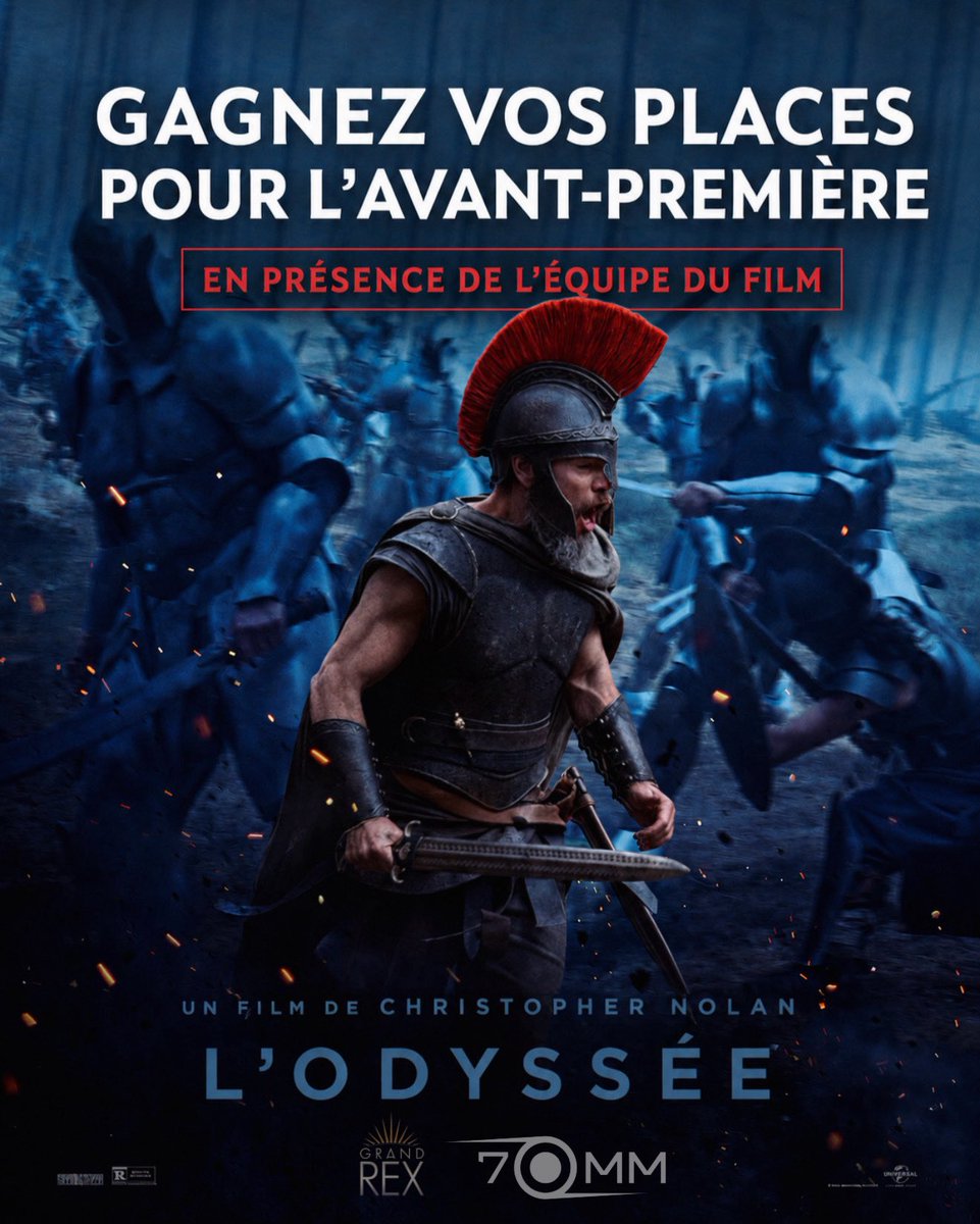LeGrandRex's tweet photo. Envie d’assister à l’avant-première de #LODYSSÉE au #GrandRex, en présence de l’équipe du film ? ✨

Un concours est en cours sur notre compte Instagram pour tenter de remporter vos places ! 🍀

📲 Ça se passe ici : https://t.co/RPukWOjDGf https://t.co/3SvfOYtLJn