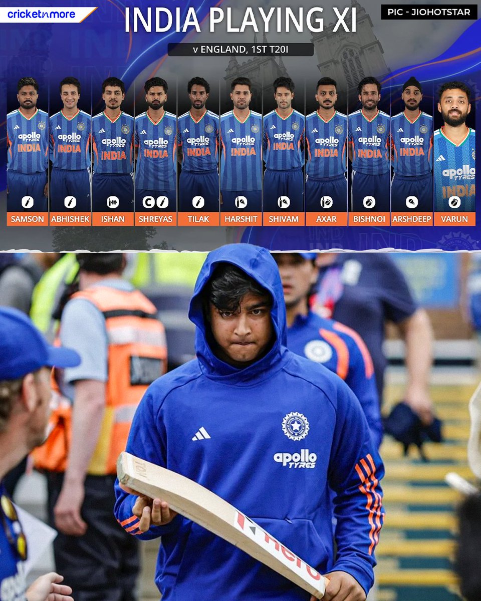 cricketnmore's tweet photo. Vaibhav Sooryavanshi Still Awaits India Debut as India Elect to Bat First! 

(📸 - JioHotstar) https://t.co/Z5OPZCLKvJ