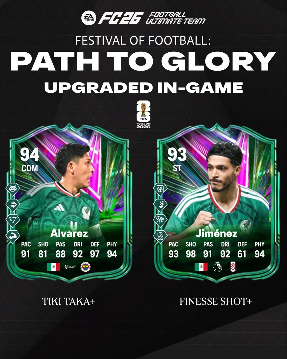 FUTBIBLE_1's tweet photo. #PathToGlory R032 UPDATE!      

Upgraded in-game: 
🇳🇴Ødegaard
🇳🇴Wolfe
🇫🇷Digne
🇫🇷Kounde
🇲🇽Jimenez
🇲🇽Alvarez

  #FC26 #PTG https://t.co/cYpoUVmn2u