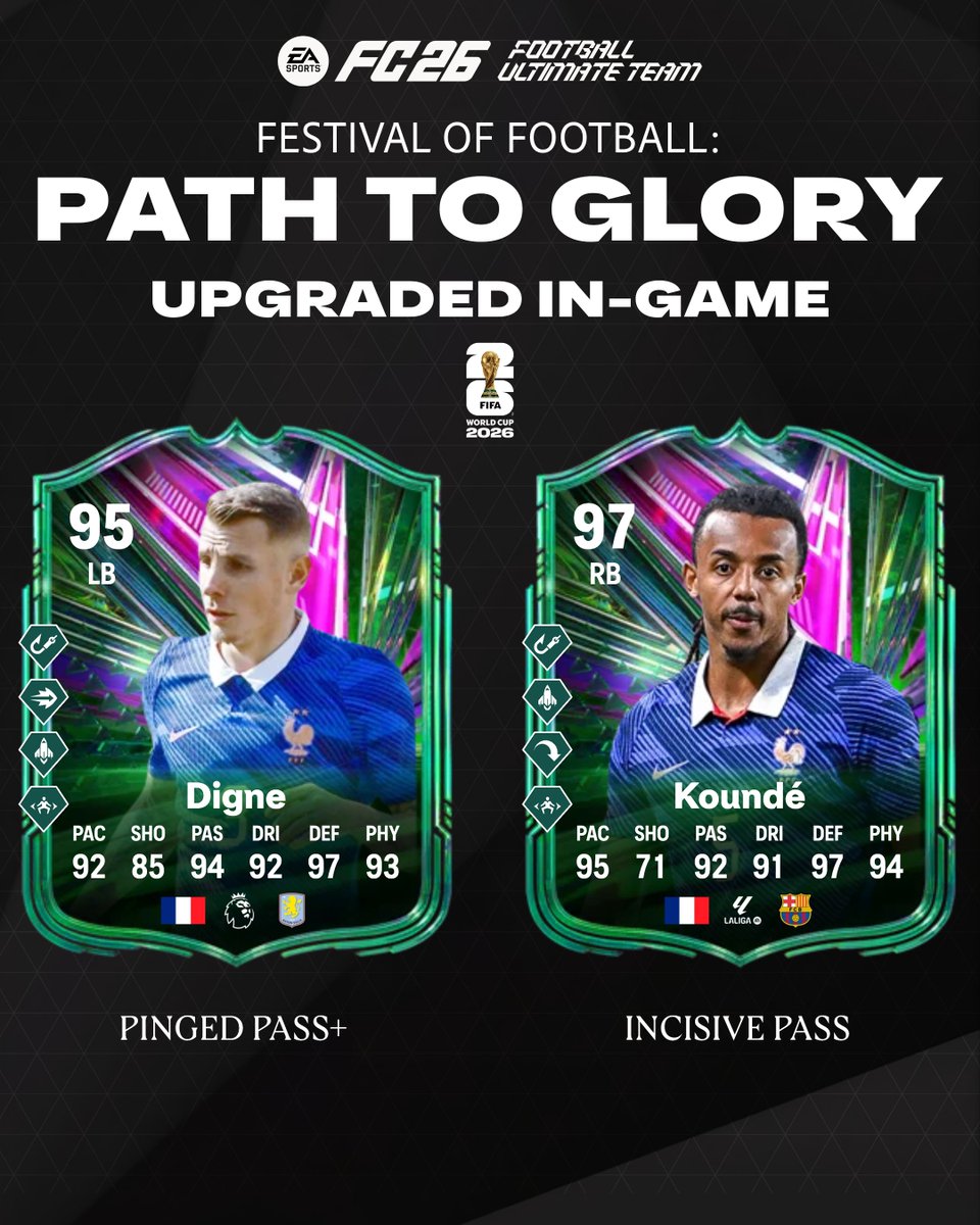 FUTBIBLE_1's tweet photo. #PathToGlory R032 UPDATE!      

Upgraded in-game: 
🇳🇴Ødegaard
🇳🇴Wolfe
🇫🇷Digne
🇫🇷Kounde
🇲🇽Jimenez
🇲🇽Alvarez

  #FC26 #PTG https://t.co/cYpoUVmn2u