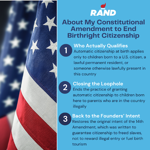 RandPaul's tweet photo. Automatic citizenship at birth should mean something. My amendment ensures it applies to the children of citizens and legal residents, not to those who broke our laws to get here. https://t.co/Xxh0WEwtlB
