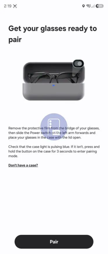 NathieVR's tweet photo. Looks like we got our first look at the upcoming Samsung Galaxy smart glasses and charging case through newly leaked screenshots of its companion app. https://t.co/sfaaGxUHw7