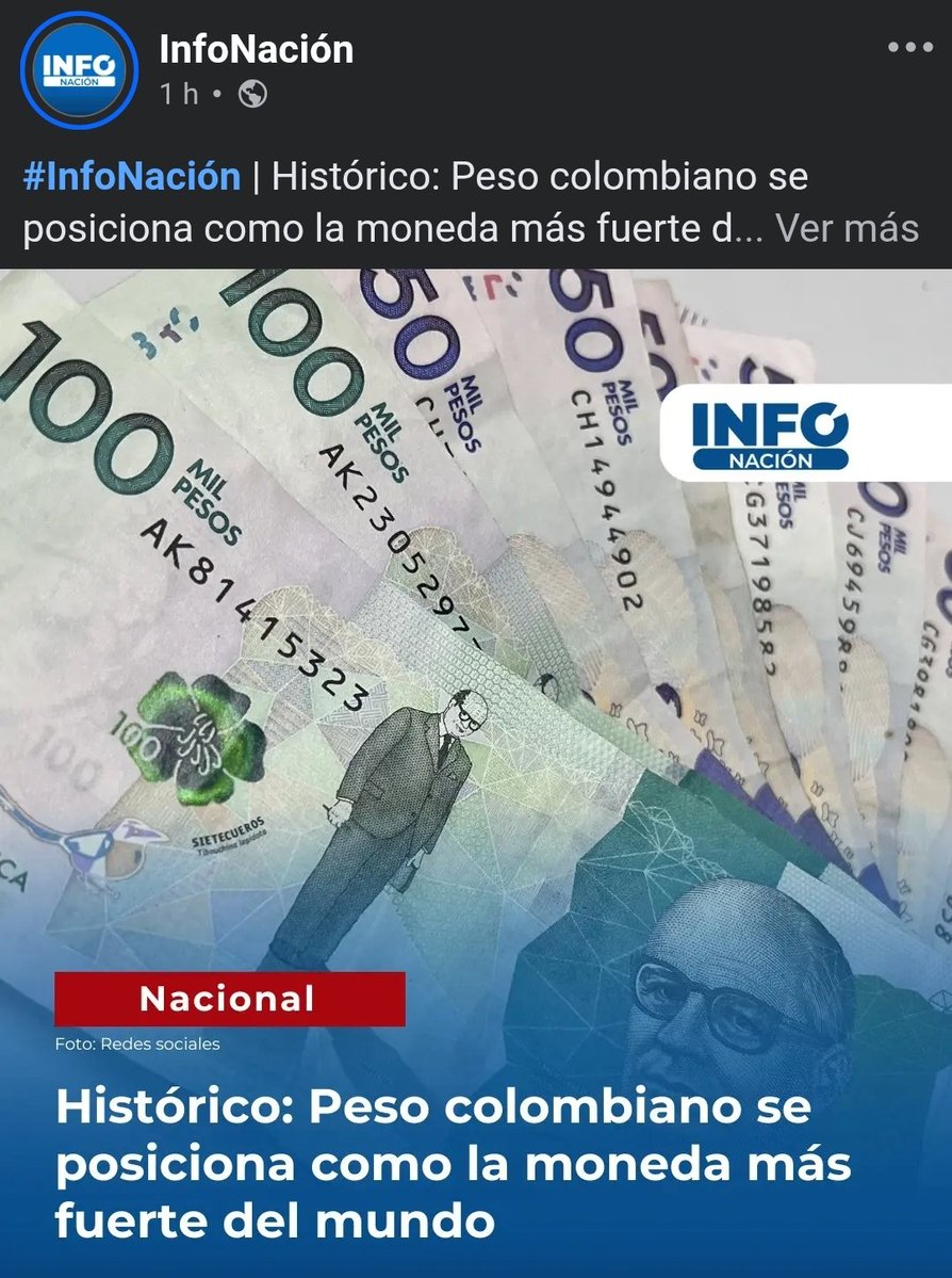 Disrubtivo2131's tweet photo. Apuntenle otra al zucarito Abelardo de la Espriella. Petro le entrega el peso colombiano como la moneda MÁS FUERTE DEL MUNDO. https://t.co/br3e6eoz3j