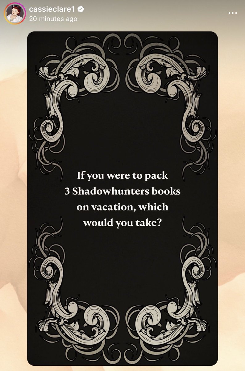 churchandchairs's tweet photo. if you were to pack 3 shadowhunter books on vacation, which would you take ? https://t.co/KZOy3sB3oH
