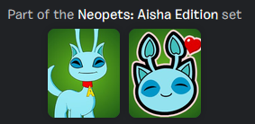 SnuggleBug_X3's tweet photo. something tells me there may be another wave to this collab in the future due to the name of the set calling it an "Aisha Edition" instead of just neopets and also them mislabelling it as a bundle in the item shop overview https://t.co/3mBDSuubmI