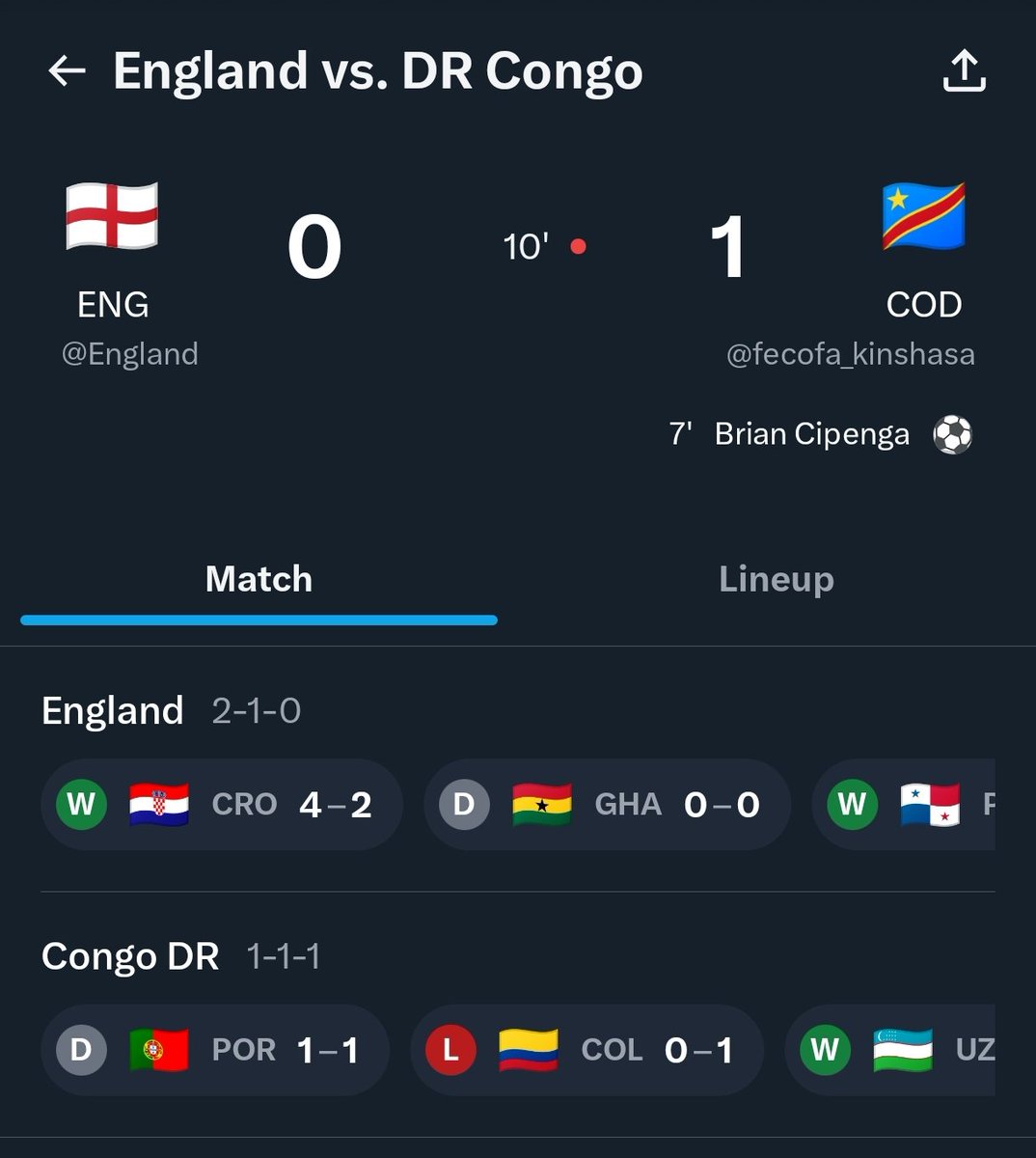 DeelipSiddhesh's tweet photo. Go on Democratic Republic of the Congo guys, take your revenge for your ancestors, kick these English people out of the tournament 👏 
#ENGVSCOD #FIFA2026 https://t.co/HS9hOSsPIi