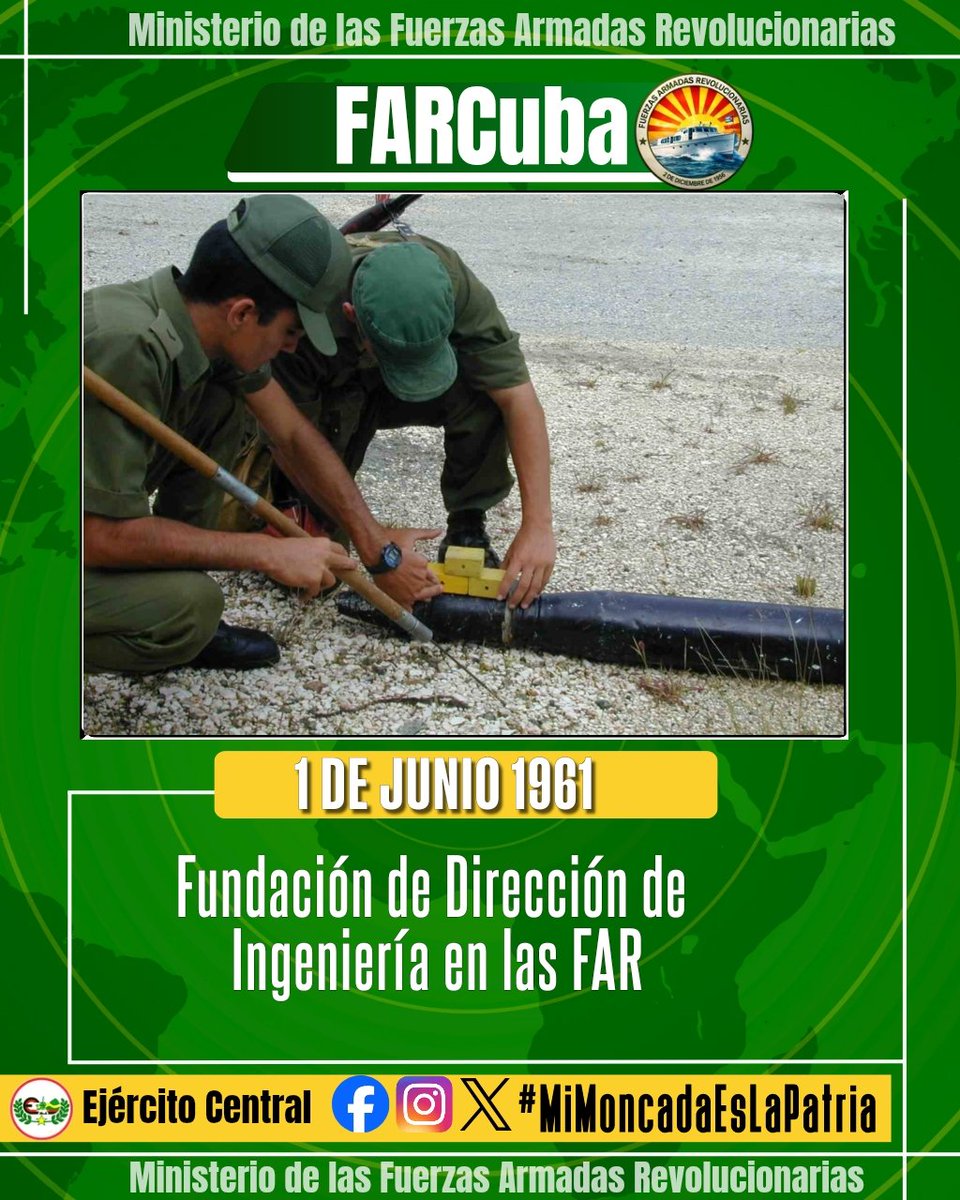 CentralEjercito's tweet photo. 6️⃣ décadas y media de historia🇨🇺 forjando el presente y futuro de nuestra defensa. En este aniversario, rendimos merecido homenaje a los combatientes que, con técnica, ingenio y rapidez，convierten el conocimiento en el principal bastión de nuestra soberanía.
#MiMoncadaEsMiPatria https://t.co/pw0XN5caCQ