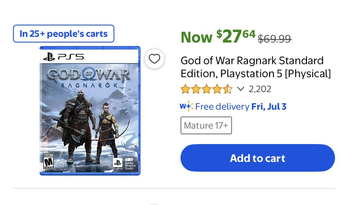 Puertorock77_'s tweet photo. Current price of Ragnarok on PSN versus physical at Walmart. https://t.co/DxdGllhU2v