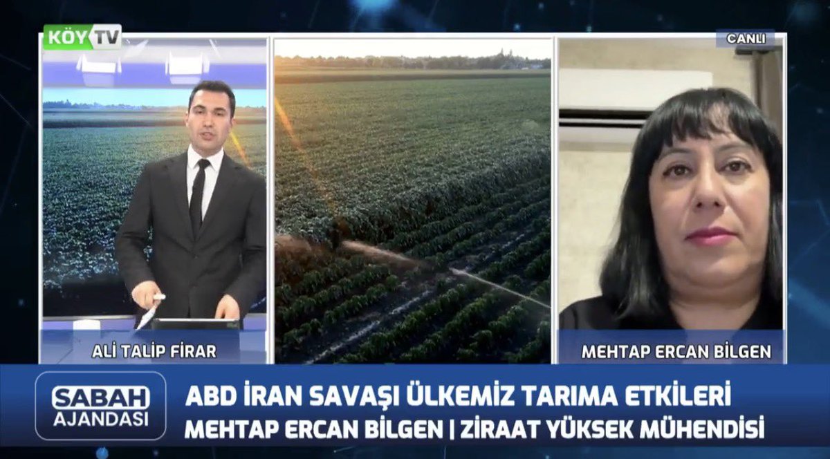 MehtapErcan13's tweet photo. Ali Talip FİRAR tarafından Köy TV’de sunulan “Sabah Ajandası” programına katılarak ABD- İran savaşının ülkemiz tarımına Etkileri ve B reçete uygulaması konusundaki uzman görüşlerimi paylaştım 
https://t.co/fMdkkkBew9 https://t.co/ifDRpBNkrX