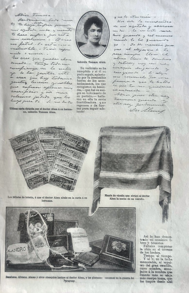 ConradoSY's tweet photo. En el aniversario de su fallecimiento (1/7/96) así se lo recordaba a Leandro Alem en 1912, con documentos provistos entonces por su hermana Tomasa. #fotosucr @UCRNacional @yrigoyeneano https://t.co/9hGJIREuIS