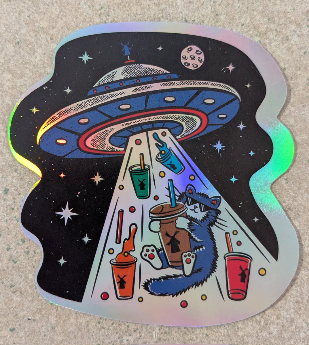 XFNessy's tweet photo. Okay @DutchBros, you nailed today's sticker! This is hitting three separate obsession buttons at once. 🛸🐈‍⬛☕ https://t.co/FUJaVQabsR