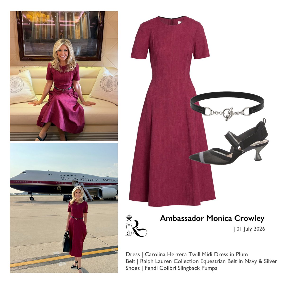 Remisagoodboy's tweet photo. Our favorite Ambassador, Monica Crowley, is aboard the Maiden Flight of the new Air Force One 
✈️ 🇺🇸 ✈️ 
For the occasion, Monica is wearing Carolina Herrera https://t.co/S8o90culWO