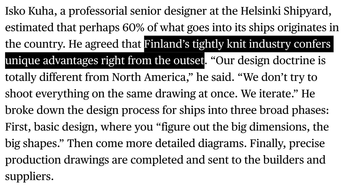 cpgrabow's tweet photo. Great piece that provides a lot of insight into Finland's ability to build icebreakers efficiently (and why it will be difficult to replicate in the US). https://t.co/0NkJjxSPE7