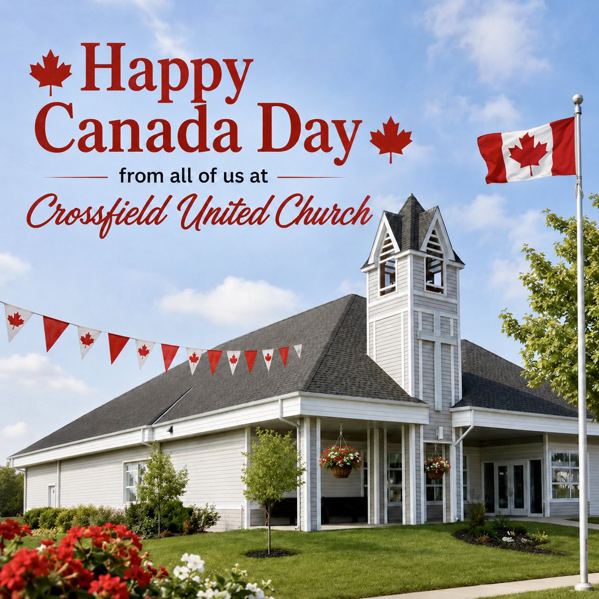 crossfielduc's tweet photo. 🇨🇦 Happy Canada Day from all of us at Crossfield United Church!

🙏🏻 Today, we give thanks for the communities we call home, the neighbours we share them with, and the many blessings that bring us together.

#CanadaDay #CrossfieldAB #Community #CrossfieldUnitedChurch https://t.co/Zj2bHKl5Ms