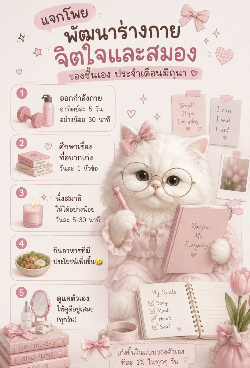 notordinary4289's tweet photo. แจกโพยพัฒนาร่างกาย จิตใจและสมอง ของชั้นเอง ประจำเดือนมิถุนา

1.ออกกำลังกายอาทิตย์ละ 5 วัน อย่างน้อย 30 นาที
2.ศึกษาเรื่องที่อยากเก่ง วันละ 1 หัวข้อ 
3.นั่งสมาธิให้ได้อย่างน้อยวันละ 5-30 นาที
4.กินอาหารที่มีประโยชน์เพิ่มขึ้น🤣
5.ดูแลตัวเองให้ดูดีอยู่เสมอ https://t.co/ZH7lKci37w
