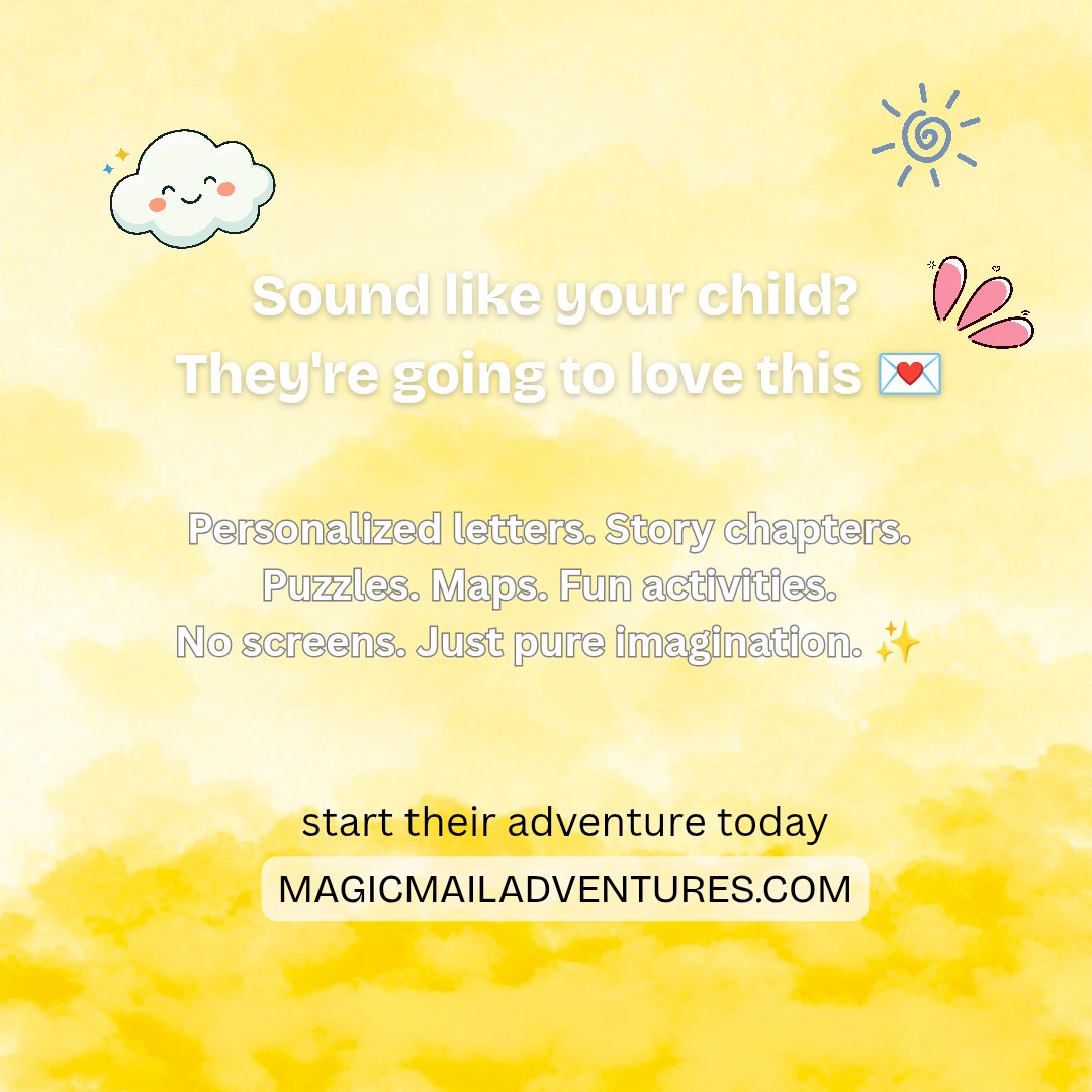 mailadventures's tweet photo. How many signs matched your child? Let us know in the comments! 👇🏻

No screens. Just pure imagination. ✨

Click the link on our Bio to start their adventure today! 🍀💛

#MagicMailAdventures #KidsSubscriptionBox #PersonalizedGifts #GiftsForKids #KidsActivities https://t.co/5azUvbuzrR