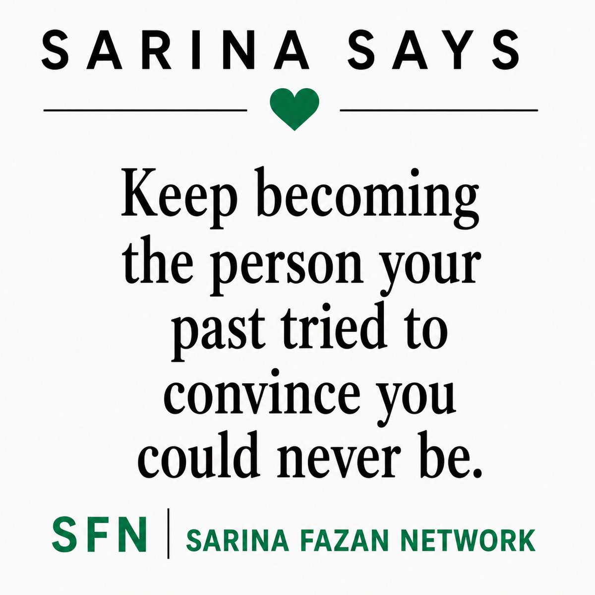 SarinaFazanNews's tweet photo. BEYOND YOUR PAST 💚
We think we are only as good as our worst mistake, but you have the opportunity every day to grow beyond. Allow yourself to move on and be better.
#SarinaSays #SFN #KeepBecoming #HealingAndGrowth #RiseAnyway https://t.co/TcmxVEjT8V