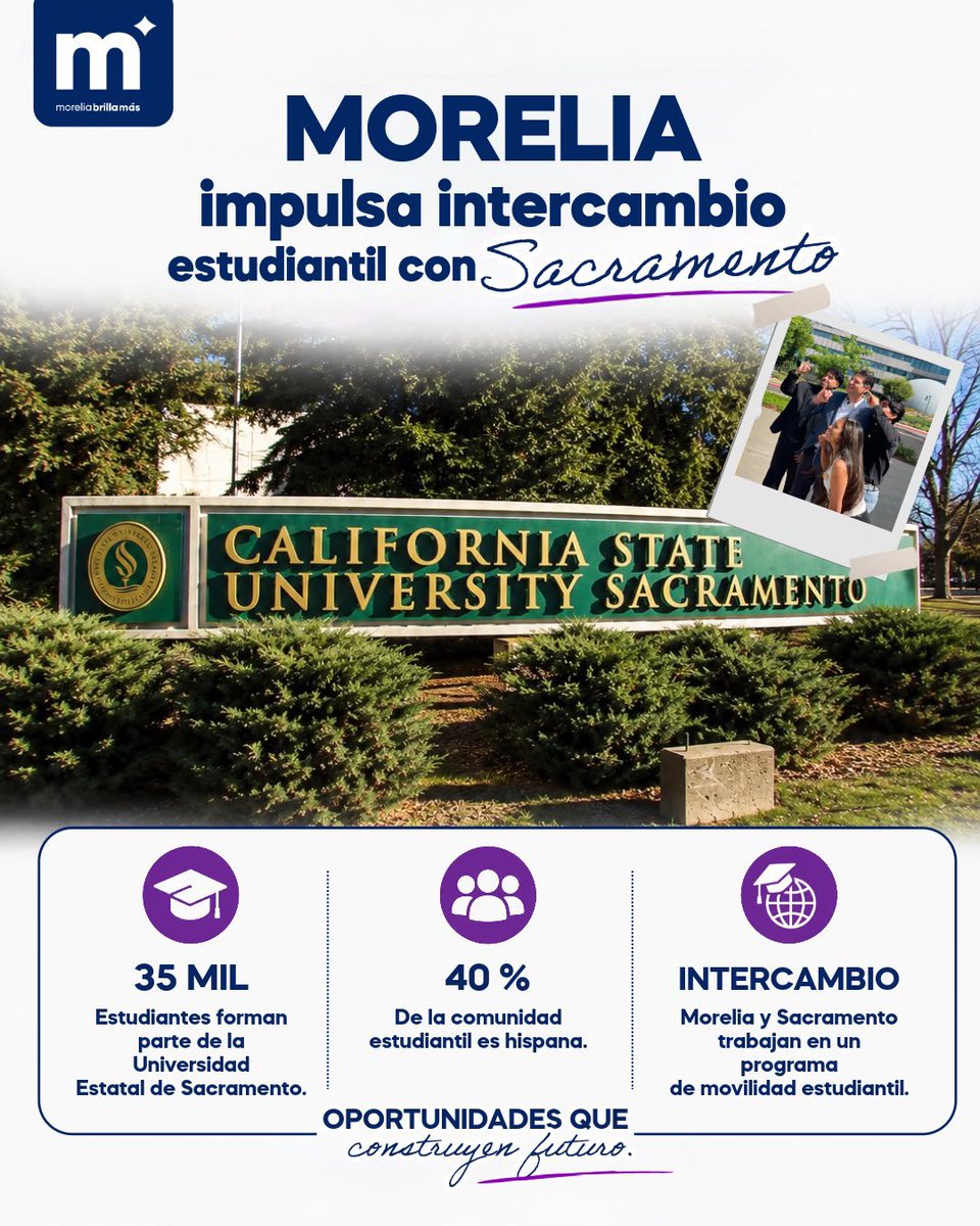 AlfonsoMtz_Mx's tweet photo. 📚 Ahora las y los jóvenes podrán intercambiar experiencias con jóvenes de Sacramento, gracias al programa de movilidad estudiantil. 🇺🇸🇲🇽

#MoreliaBrillaMás✨ https://t.co/4F282SGJF3