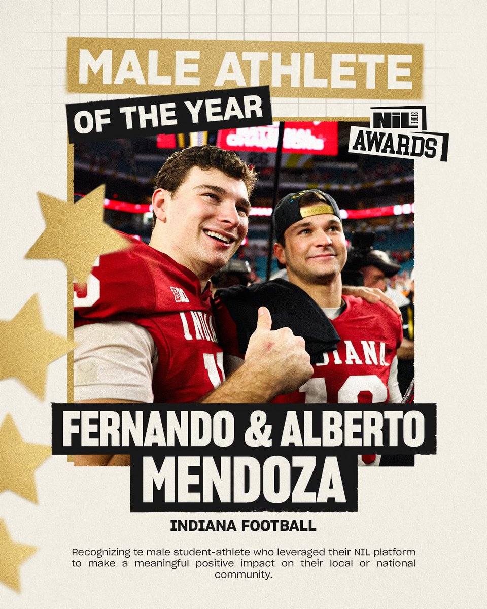 nil_store's tweet photo. Male Athlete of the Year: Fernando and Alberto Mendoza (Indiana)
Female Athlete of the Year: Azzi Fudd (UConn) https://t.co/CChaXVQcb9
