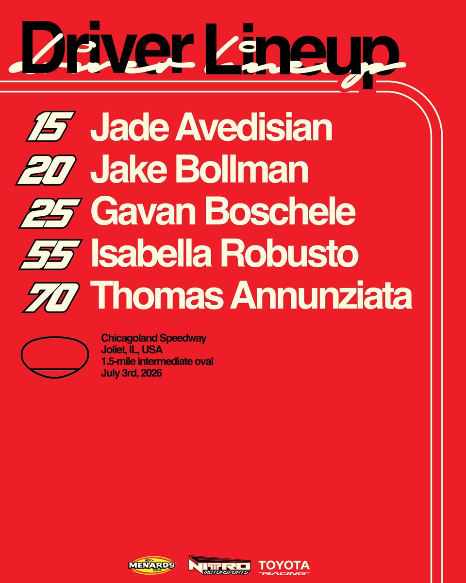 racewithnitro's tweet photo. Got our group for Chicagoland.

#Nitro / #NitroMotorsports / #RaceNitro / #TeamToyota / @toyotaracingusa / @arca_racing / @nascarregional https://t.co/deTEsMWSTd