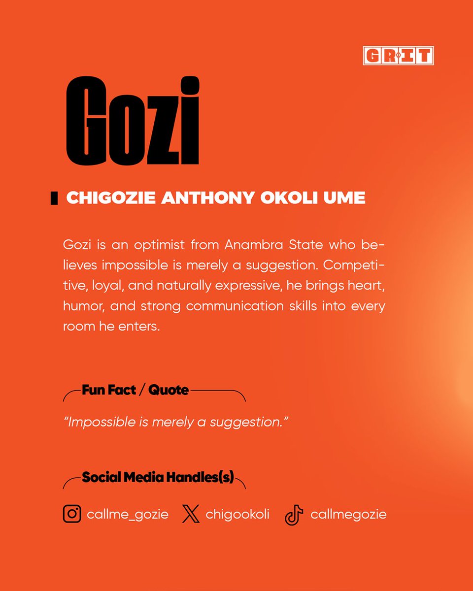 gritshow_ng's tweet photo. Meet Chigozie @chigookoli 

Friendly, confident, and always watching.

His strategy appears to be his social nature and his hawk eye.
But in the Grit residence, seeing everything can either save you…
or make you everybody’s next target. https://t.co/NjMaJQUtzf