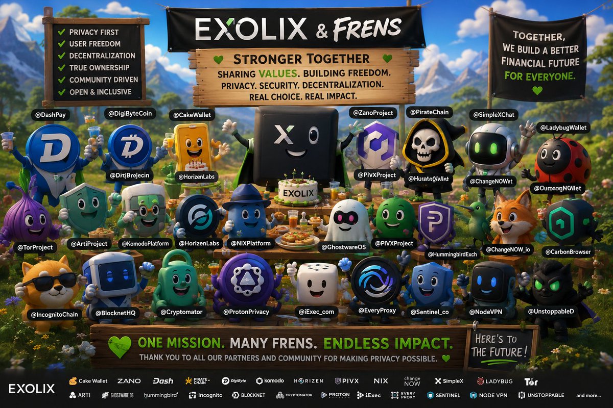 jesse_fin49655's tweet photo. The strongest ecosystems aren't built alone—they grow through collaboration, shared values, and mutual support
Proud to see @Exolix bringing together an amazing network of frens to make crypto  
Shoutout to all the incredible partners featured: @zano_project @Dashpay @cakewallet https://t.co/KuBwtW7Y5S