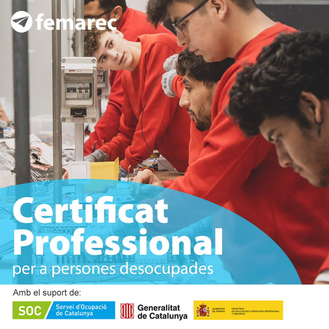femarec's tweet photo. 📢Avui comença un curs de Certificat Professional (CP) d’Operacions Auxiliars de Muntatge i Manteniment d’Equips Elèctrics i Electrònics, per a persones desocupades.
👍Els CP són una porta oberta a la inserció de qualitat
🔗+info a: https://t.co/s2QZeglHbf
#inserciólaboral https://t.co/qjQdXBWOFJ