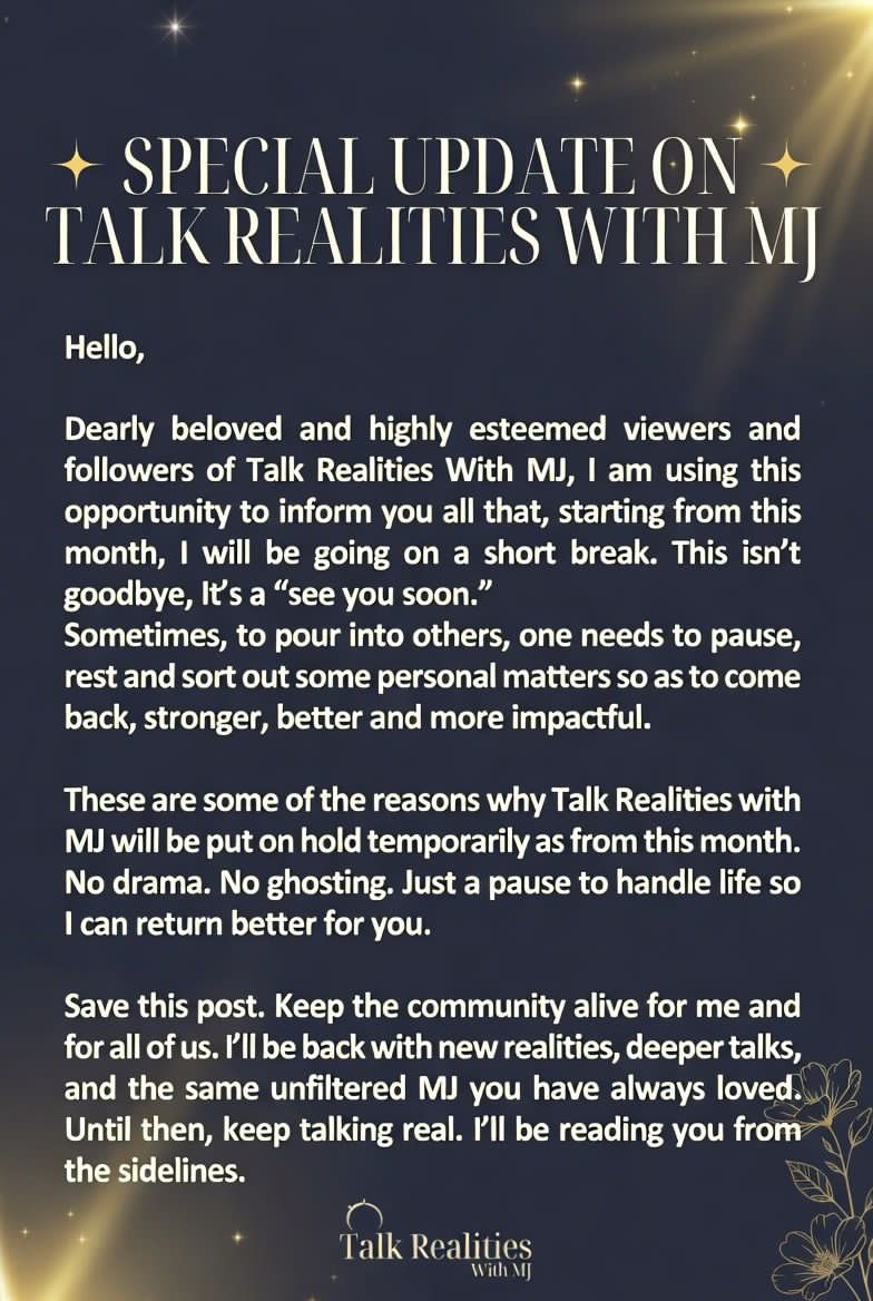RealitywitMJ's tweet photo. See you soon.
#talkrealitieswithMJ #graceinthepause #resttoreturnstronger #purposeoverpressure  #communityfirst #growthinsilence #seeyousoon https://t.co/k19igh5UrY