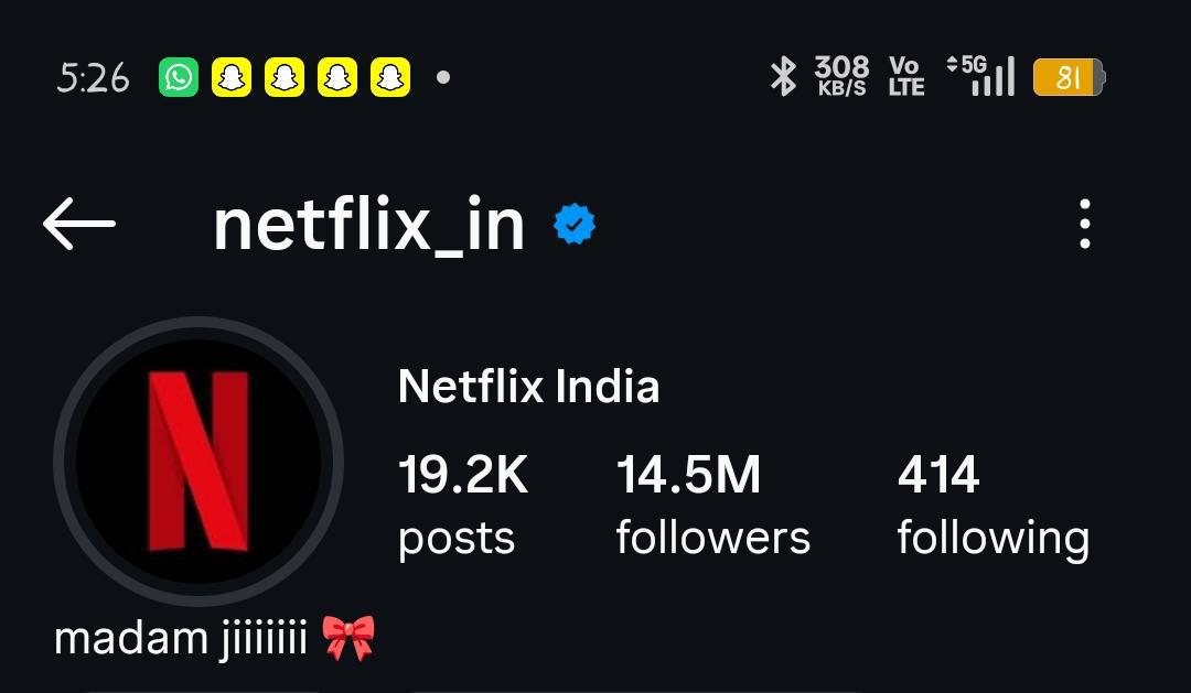 abeyychupkarr's tweet photo. Netflix's official account changed it's bio to madam jiiiii🎀

THE YOGESH RAWAT EFFECT❤️🥹

#YogeshRawat https://t.co/BkyQg0ouPT