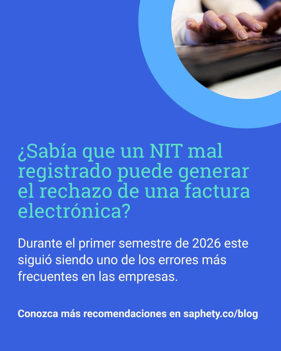 SaphetyColombia's tweet photo. Tip del día

Un NIT mal registrado puede ser suficiente para que la #DIAN rechace una #facturaelectrónica, generando reprocesos y retrasos que afectan la operación de su empresa.

Encuentre más recomendaciones en https://t.co/vanpAbJ6kq https://t.co/L2O8XW0wxy