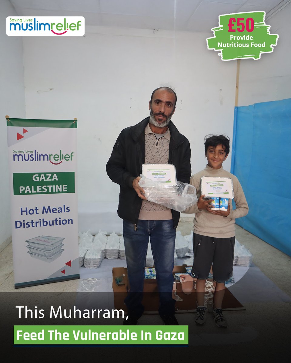 MuslimReliefUK's tweet photo. This Muharram, your generosity is reaching the ones who need it most.

Families in Gaza are going hungry with nowhere to turn.

Emergency food aid is needed now, and your donation delivers it.

Donate now: https://t.co/TbarmxGNjy https://t.co/uiT4uW5GYg