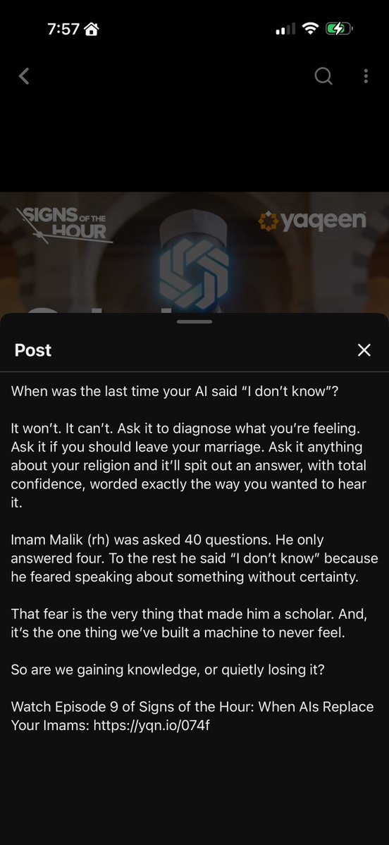 chairmanGLC's tweet photo. Khas untuk yang suka tanya AI pasal hal agama tu, boleh tengok ceramah terbaru @omarsuleiman “When AI Replaces Your Imams” 

https://t.co/pL4EwUg23T https://t.co/BEj1ZPvPId
