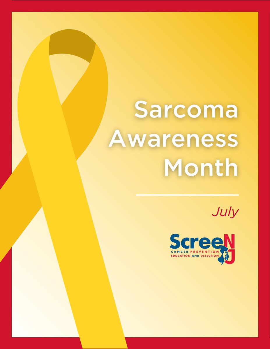 ScreenNJ's tweet photo. July brings an important reminder: awareness and prevention go hand in hand.

As we recognize Sarcoma Awareness Month and UV Safety Month, we’re encouraging our community to learn more about rare cancers, prioritize early detection, and protect their skin every day. https://t.co/Dz0ANDHHKP