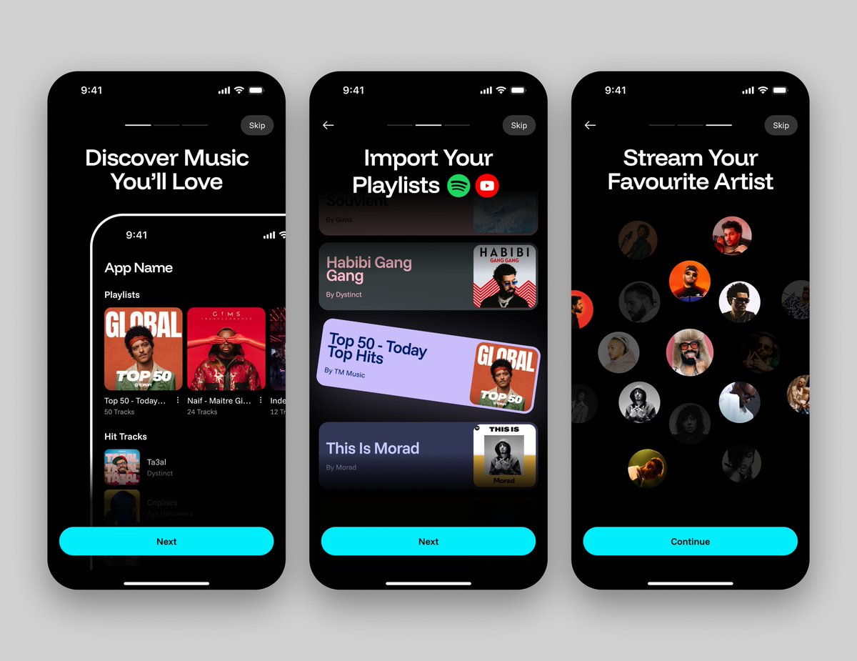 ux_farhan's tweet photo. Onboarding Screens for Music App. https://t.co/1FEIc4DT5B