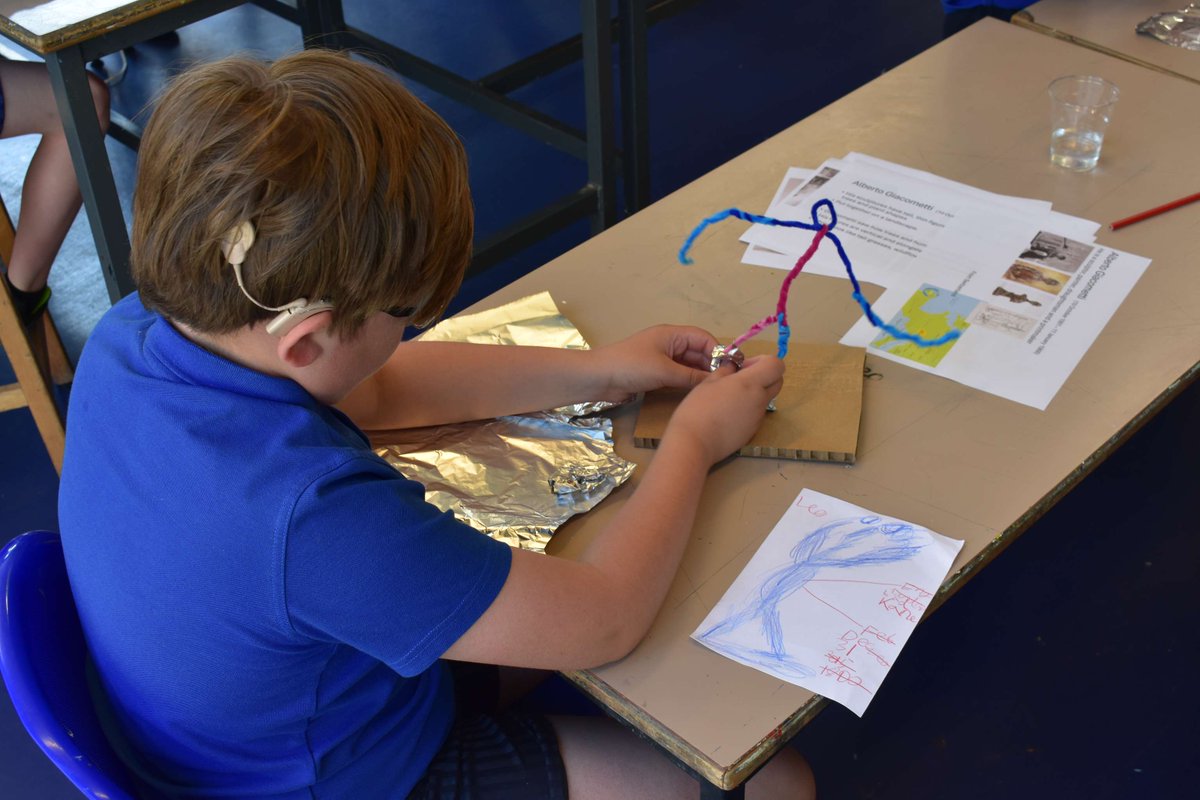 maryhareschool's tweet photo. Last week, our primary pupils explored the art of Alberto Giacometti, famous for his tall, thin sculptures inspired by trees and people. Using pipe cleaners and tin foil, they created their own unique figures in his style! #MaryHareSchool #Sculptures #YoungArtists https://t.co/Bis5HUf5HM