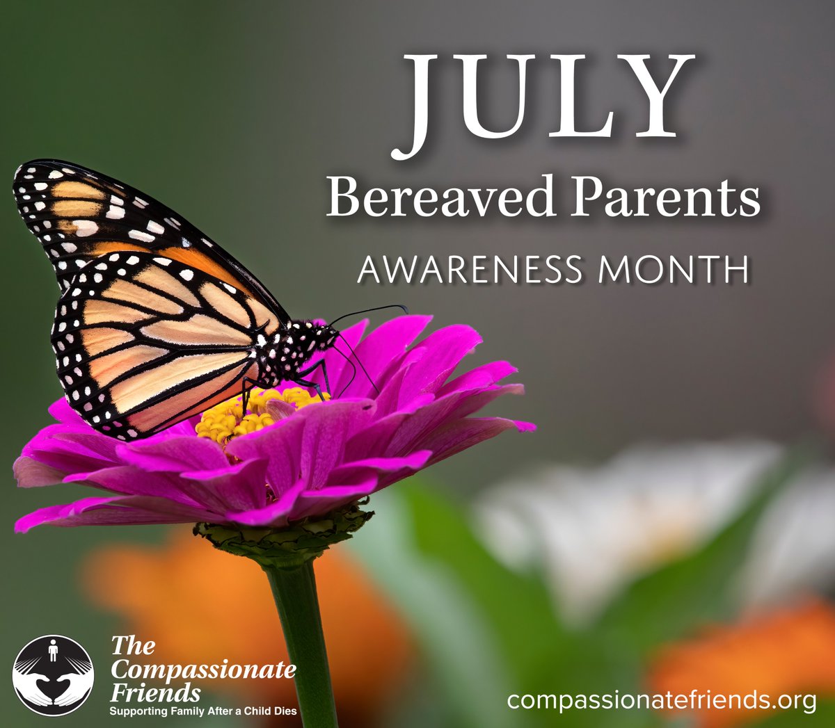 TCFofUSA's tweet photo. July is Bereaved Parents Awareness Month. The Compassionate Friends is thinking of our friends and family who have been going through one of the hardest losses, the death of their beloved child or children. Visit our website to find a local chapter or online support. https://t.co/4Wifr9C7hY