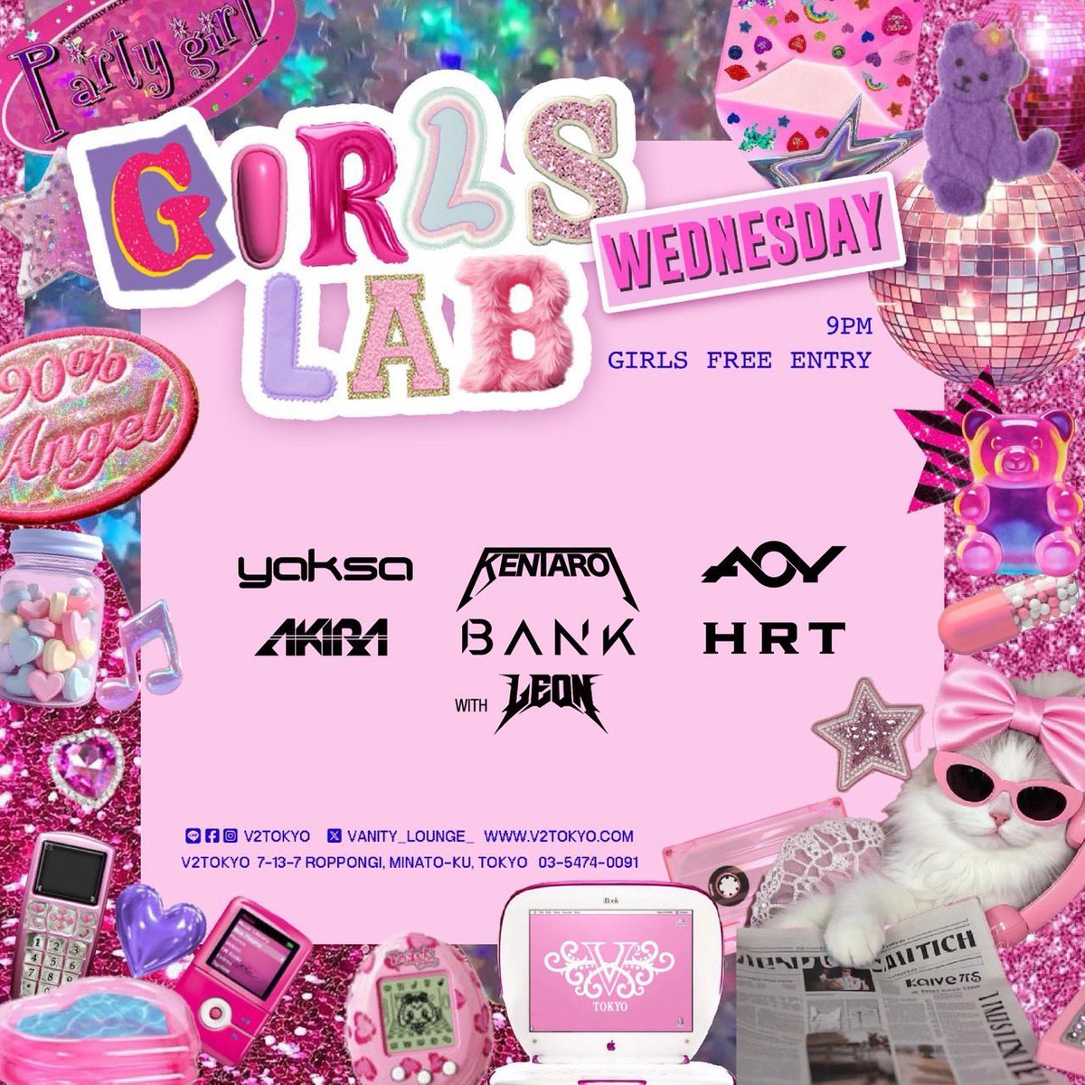 vanity_lounge_'s tweet photo. V2TOKYO WEDNESDAY “GIRLS LAB”
OPEN 21:00~

VIP Reservation:
TEL:0354740091

Address:
〒106-0032 東京都港区六本木7-13-7

Tower of Vabel, 1F/B1F, 7 Chome-13-7 Roppongi, Minato City, Tokyo 106-0032 https://t.co/PqGlF47QNq