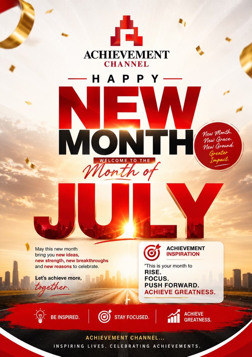 Achievemen25236's tweet photo. Happy New Month! Welcome to July  a new month of  progress, and achievement. 🏆

Thank you for being part of the Achievement Channel family. Keep engaging with our content, sharing our posts, and subscribing to our YouTube channel.
#HappyNewMonth #WelcomeJuly #AchievementChannel https://t.co/6kthbcsV4v