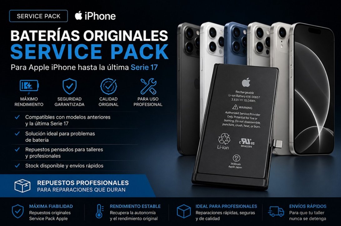 celu_info's tweet photo. 🔋Baterías Original Service Pack para Apple iPhone para profesionales
Compatibles con diferentes modelos, desde series anteriores hasta la última Serie 17
✅ Repuesto profesional
✅ Calidad Service Pack
✅ Ideal para talleres
✅ Stock según disponibilidad
https://t.co/WVJxoTeYqH https://t.co/4GHiGXHl85