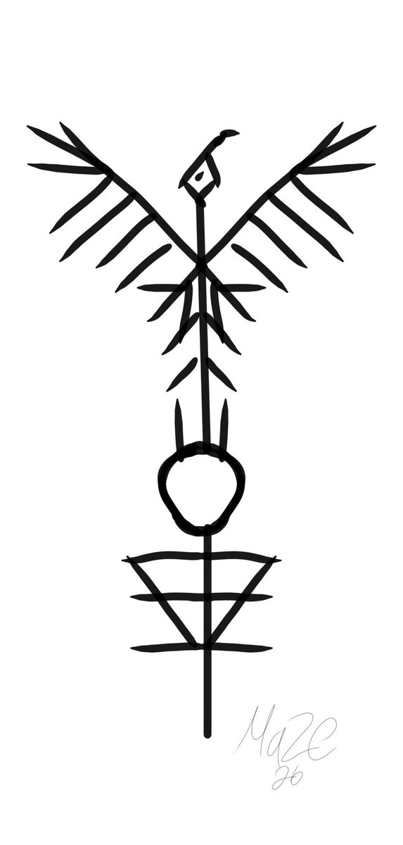 NFChauntedhouse's tweet photo. "The Lummelunda Crow" - A symbol found carved into the wall of a sealed cavern on the island of Gotland, along with the remains of around 50 individuals, all of whom had met a violent end. Also found in the infamous medieval grimoire De Vermis Mysteriis. https://t.co/jRkis0G3j9