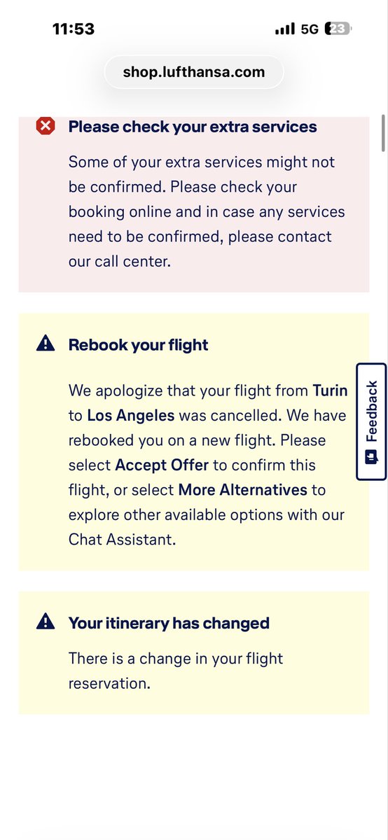 LauraClaycomb's tweet photo. 5) try as suggested @lufthansa site to upgrade, and get sent in a loop when I try to click on my flights.  Get around that, &amp; upgrade will not show me long haul flight &amp; puts me &amp; my children on three different rows. Phone customer service,30 minutes later, she lost my seats. https://t.co/u9XadwwQRE