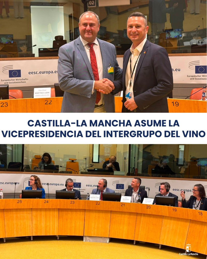 AgriculturaClm's tweet photo. 👏Castilla-La Mancha asume hoy la Vicepresidencia del Intergrupo del Vino para seguir reivindicando su papel estratégico para el futuro de Europa

🇪🇺Este órgano se creó en 2025 en el Comité de las Regiones para defender el sector en la UE.

ℹ️https://t.co/7kRI8I7qd5

#CLM https://t.co/CPEU4yeBvC