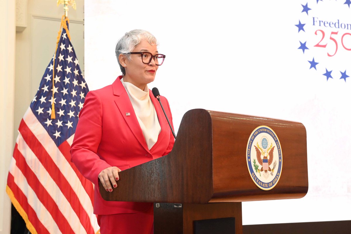 ONA_eng's tweet photo. The Embassy of the United States of America in #Muscat hosts a reception to commemorate the 250th anniversary of American independence and to celebrate the historic and future partnership between the United States and the Sultanate of #Oman.
https://t.co/y0CnZTycGf https://t.co/AOZGFdiytd