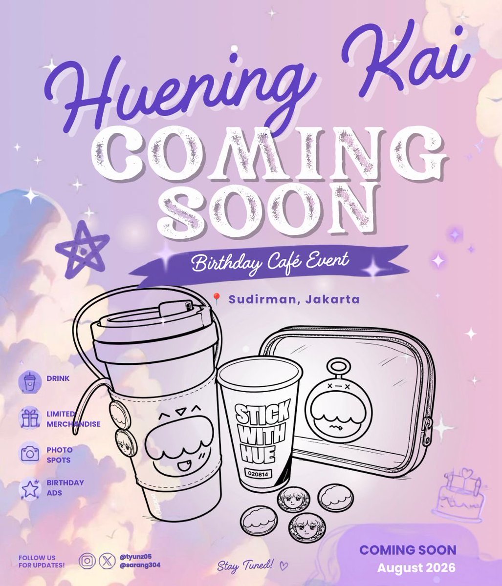 sarang304's tweet photo. HELP RT!

📢 MOA! Coming Soon! 💜
Huening Kai Birthday Café Event ☕🎂

Karena jumlah merchandise terbatas, kami akan membuka GForm Pre-Order.

🗓️ Merch Reveal: 5 Juli
🗓️ Open gform: 14 Juli

Stay tuned untuk informasi selanjutnya! 🩵✨

@tyunz05 @sarang304 

#Hueningkai #StickWithHue #휴닝카이 #ヒュニンカイ #休宁凯