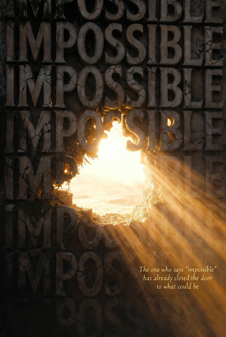 PositiveV247's tweet photo. The one who says “impossible” has already closed the door to what could be.
That single word breaks your own wings
and seals the gate of possibility forever.
The moment you believe it can be done,
the path begins to open.
#MindsetMatters #Possibility #BreakTheLimits https://t.co/yDbTn5MP7w