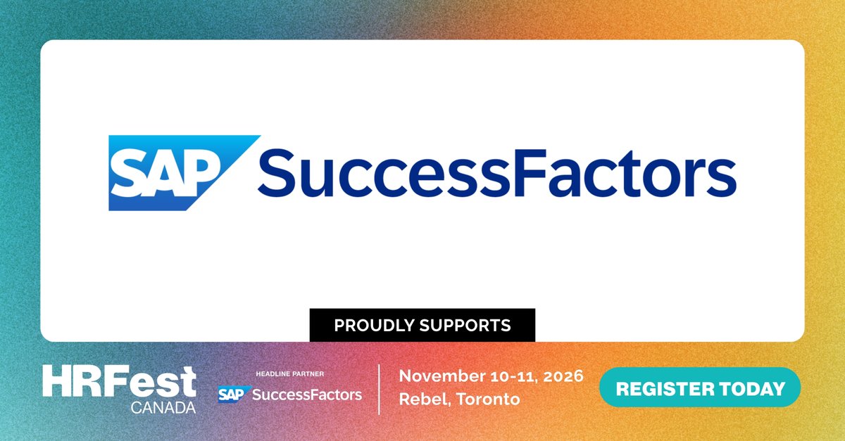 HRReporter's tweet photo. The future of work deserves a headline act. That's why we're proud to welcome SAP Canada as the Headline Partner of #HRFest Canada 2026!
Register today and join us for two unforgettable days: https://t.co/0azKZSqtwe
#HRFestCanada https://t.co/jBmkFk1ql4