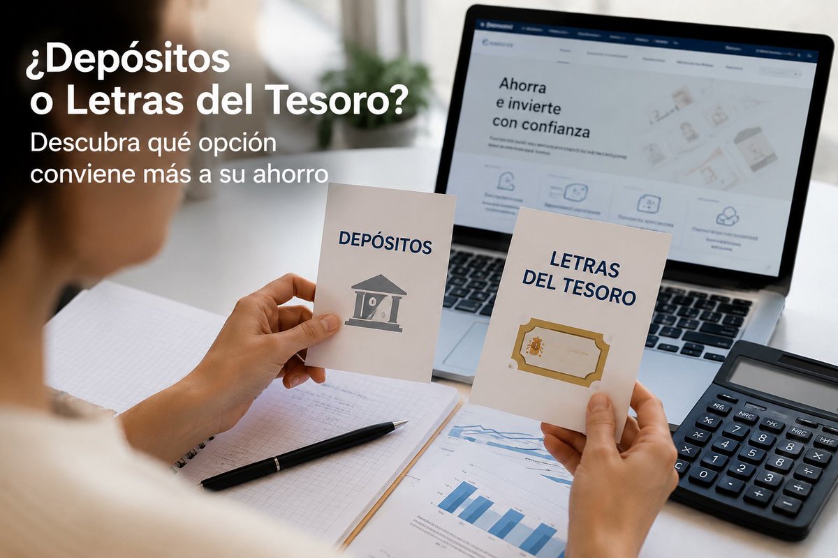OcuInversiones's tweet photo. 💵💵¿Letras del Tesoro o depósitos bancarios? 
➡️Las Letras a 1 año ya rondan el 2,5% de rentabilidad. Hay depósitos que llegan al 2,8%
➡️Te ayudamos a elegir la mejor opción👇
https://t.co/UkPM8NnWKb https://t.co/91QdUfV8NI